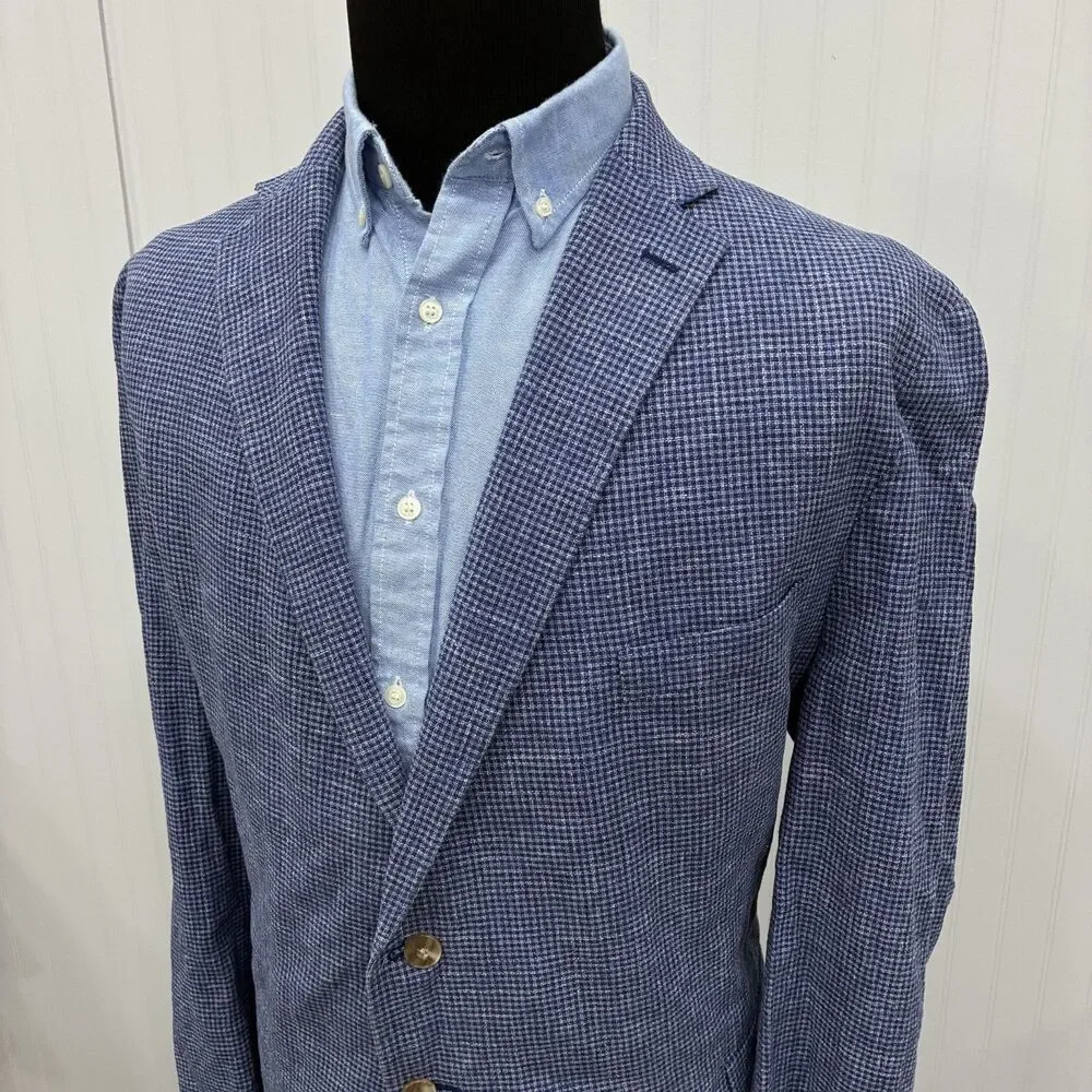 Jos A Bank 1905 Brrr Comfort Blazer 54R Blue Cotton Linen Sport Coat 54 Regular